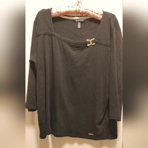 Ellen Tracy 3/4 sleeve black top xl